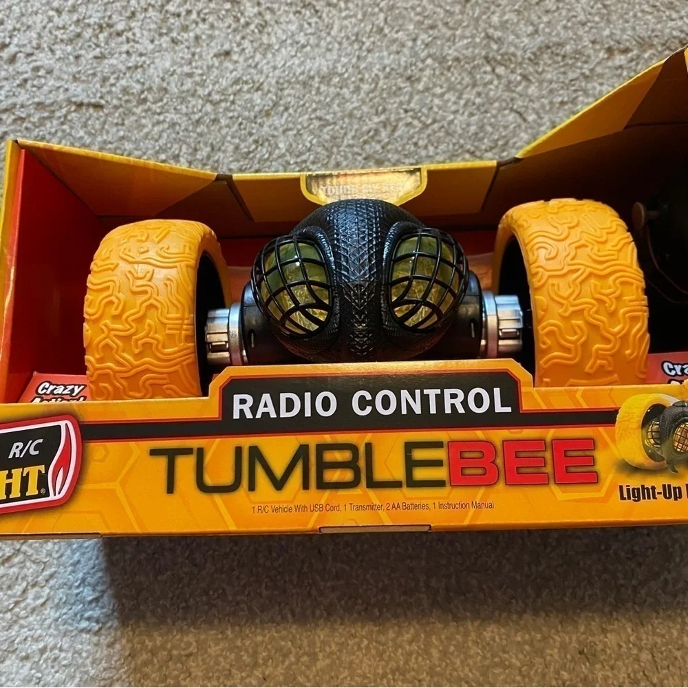 TUMBLEBEE RC 10” Talking Toy W Lights & Sound Jumps Flips Spins Remote Control